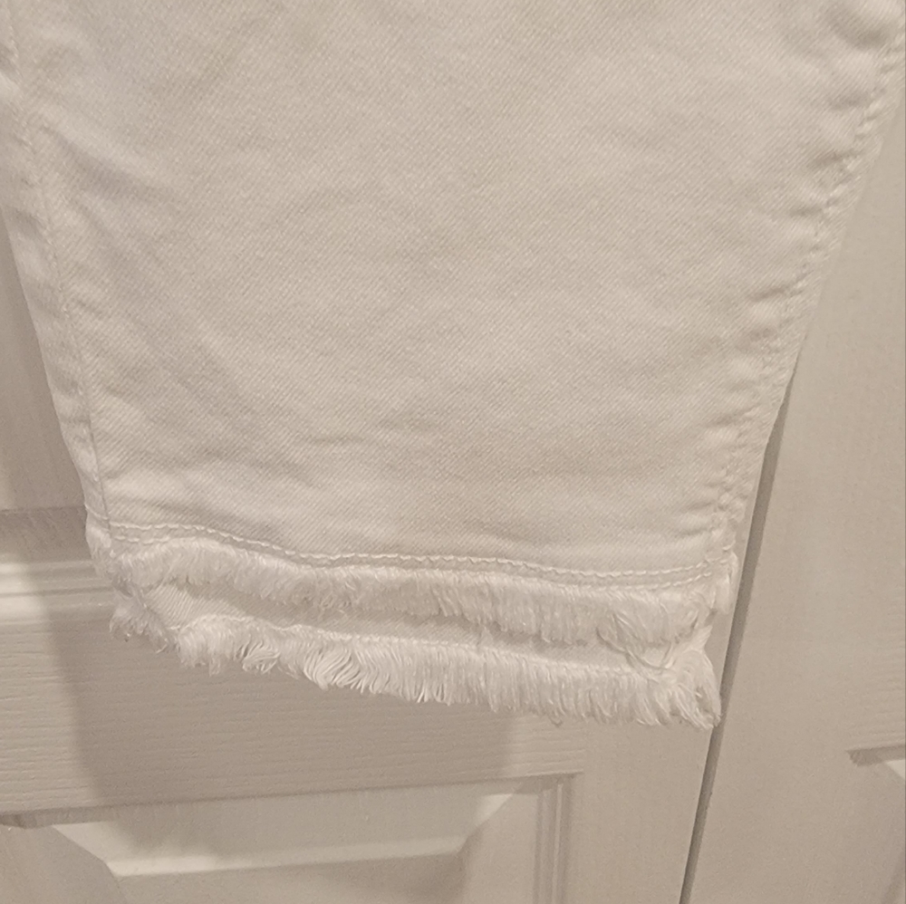 Loft white jeans with distressed/freyed leg